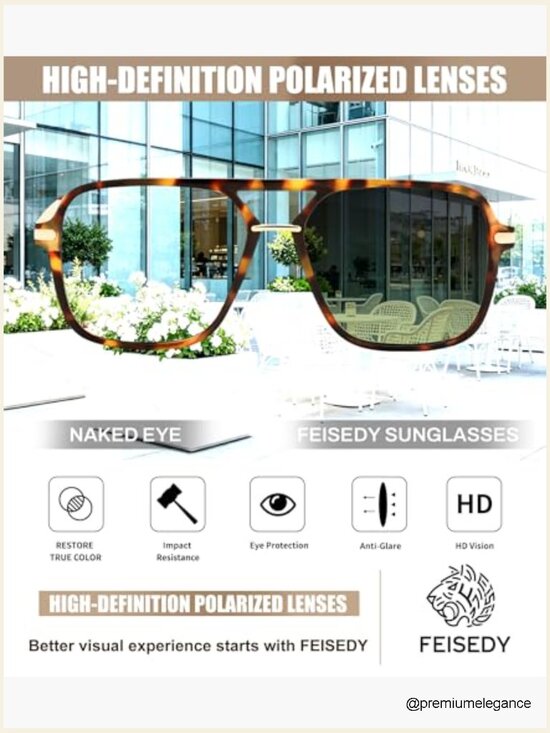 Retro Square Aviator Sunglasses Polarized Double Bridge Classic Shades main image 7